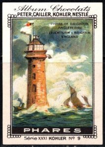 Vintage Swiss Poster Stamp Peter, Cailler, Kohler, Nestlé Brighton Lighthouse