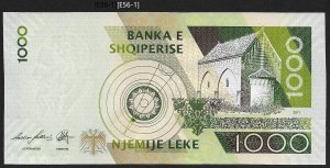 [E56 -1] Albania Banknote 2011; 1000 L; New ,UNC