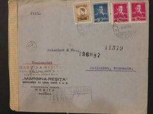 1944 Resita Romania Cover To Jablunkau Germany Commercial Censored