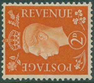 Great Britain 1937 SG465a 2d orange KGVI wmk sideways MLH