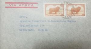 O) 1946 ARGENTINA, AIRMAIL, MERINO SHEEP - WOOL- SCOTT A142 30 C. , TO  STOCKHOL 