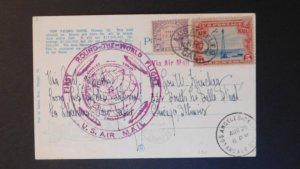 1929 Los Angeles USA Graf Zeppelin LZ 127 Around World Postcard cover to Chicago