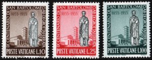 Vatican City SC#200-202 Basilica of Grottaferrata & St. Bartholomew (1955) MNH