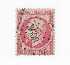 France Sc #28a  80c rose carmine used with '3608' in grid  VF