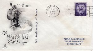 3c LIBERTY COIL STAMP,  - NORRISTOWN, PA 1955   FDC17772