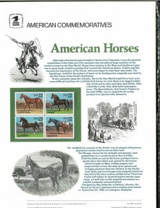 USPS COMMEMORATIVE PANEL #249 AMERICAN HORSES #2155-58