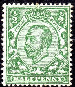 SG 339: 1912 ½d Pale Green N4/2 Mounted Mint 