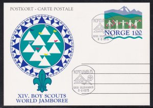 Norway Postal Card Issued for Nordjam-75 World Scouting Jamboree, Cancelled