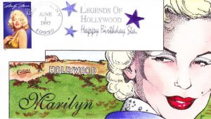 Collins Hand Painted Monroe NY Uo FDC #2967 Marilyn Monroe  1995