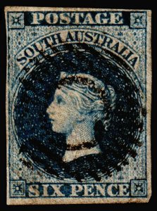 South Australia Scott 3 (1855) Used G-F, CV $200.00 M