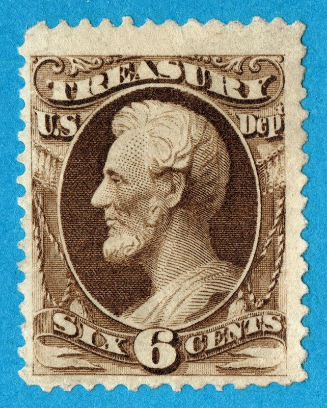 [0687] 1879 Scott#O110 mint no gum 6c brown cv:$90 soft porous paper