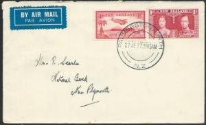 NEW ZEALAND 1937 first flight cover Palmerston North - New Plymouth........56797