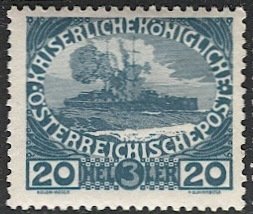 AUSTRIA 1915  Sc B6  20h + 3h Semi-Postal   VF Mint NH, cv $10