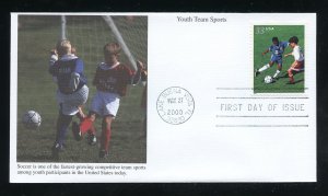 US 3401 Youth Team Sports - Soccer UA Mystic cachet FDC