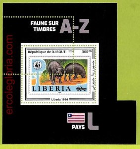 B0518 - LIBERIA - MISPERF ERROR Stamp Sheet - 2020 - Animals, WWF Hyppopotamus-