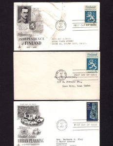 US FDC SC# 1334, Finland and Urban Planning  3 diff FDC (1334A)