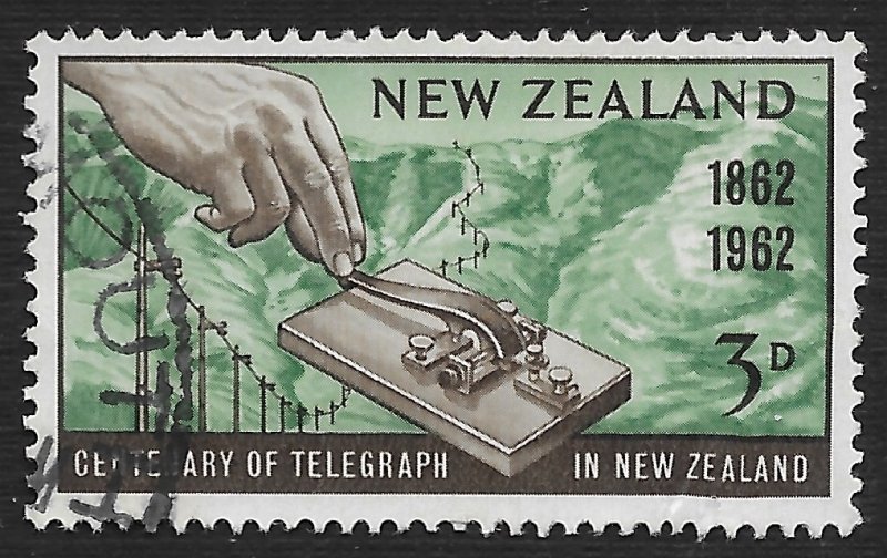 New Zealand #356 3p Morse Key & Port Hills, Lyttelton