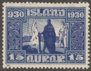 Iceland, Scott#156, mint, hinged, 15 aur, Vikings. blue