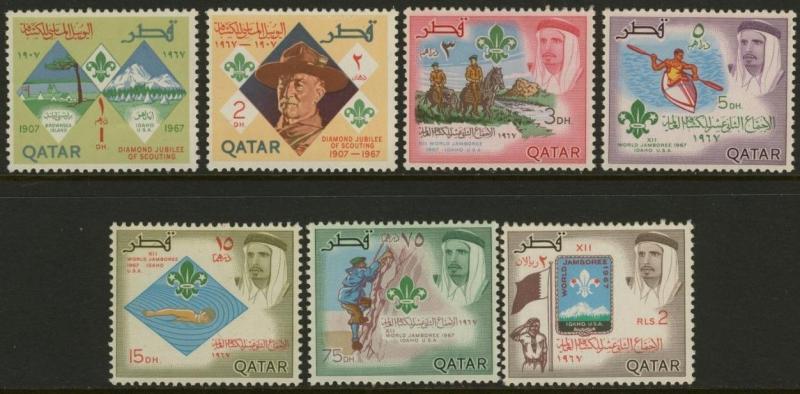Qatar 125-125F MNH Scouts, Baden-Powell, Horse, Canoe