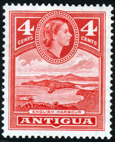 Antigua QEII 1953 4c Brown-Red SG124a Mint Hinged