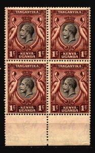 Kenya Uganda Tanganyika Unused NH Scott 46 Block of 4 w/toned gum