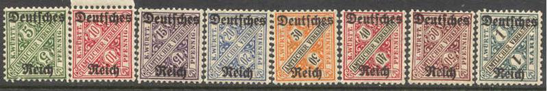 German States - Wurttemberg # O176-83 Officials  (8) Mint NH