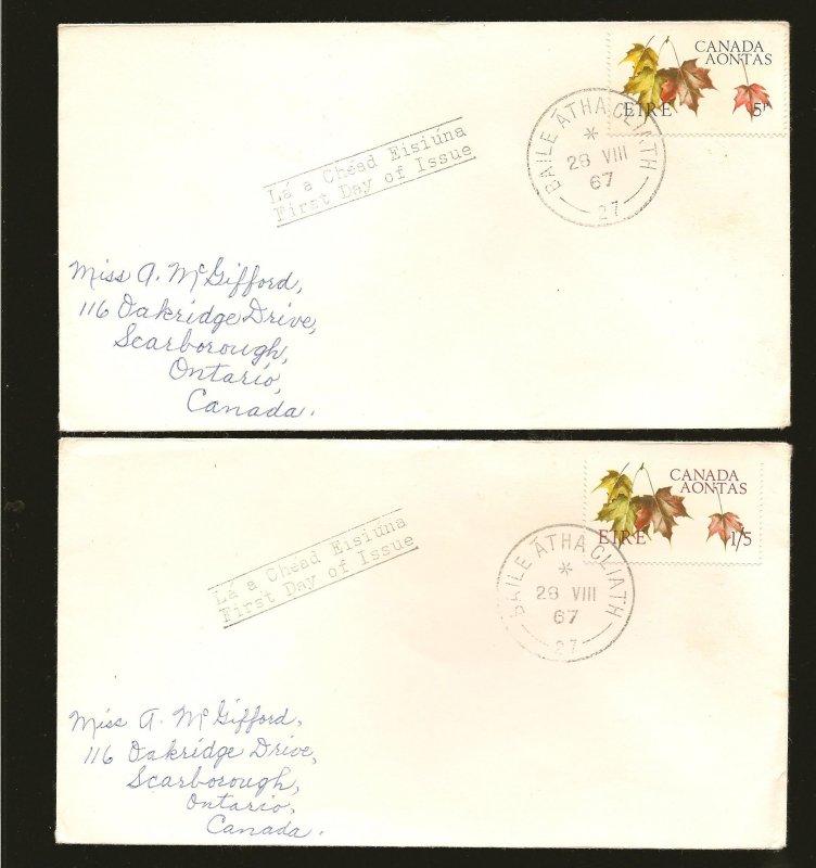 Ireland SC#234-235 on 1967 First Day Covers Used