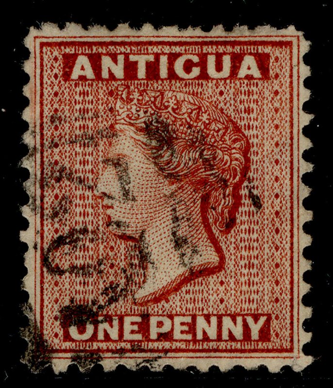 ANTIGUA QV SG24, 1d carmine-red, USED. Cat £20. 