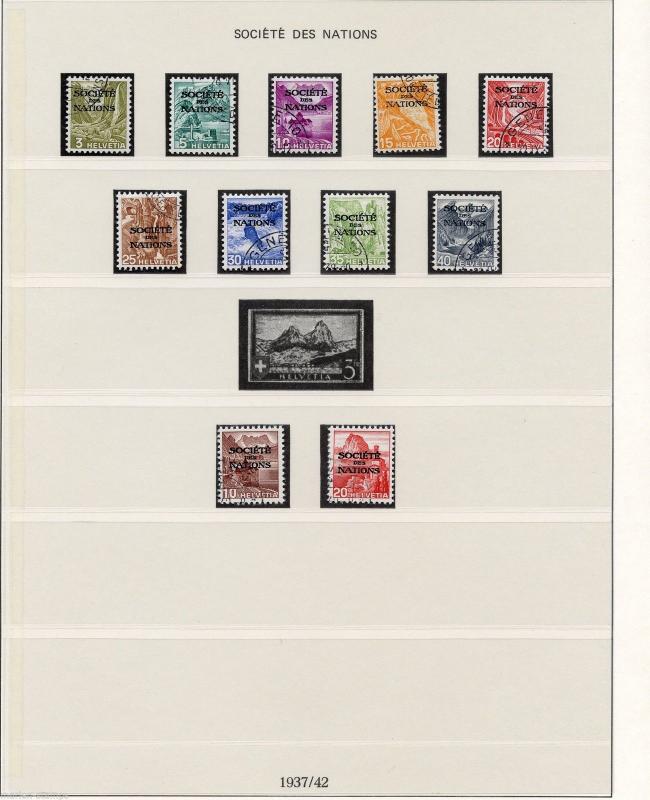 SWITZERLAND  OFFICIALS SOCIETY OF NATIONS LOT USED STAMPS AS SHOWN