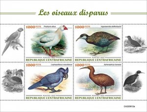 Central Africa - 2022 Extinct Birds, Swamphen, Red Rail - 4 Stamp Sheet