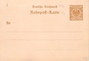 E0025 German Empire 1875-1900 25Pf brown pneumatic tube post postal card unused