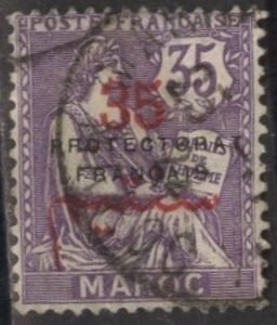 French Morocco 48 (used) 35c on 35c Liberty, Equality... vio, ovpt (1921)