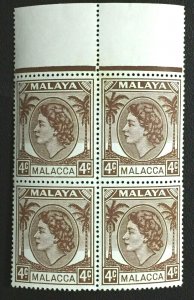 Malaya 1954 MALACCA QEII 4c Block of 4V MNH SG#25 M1723