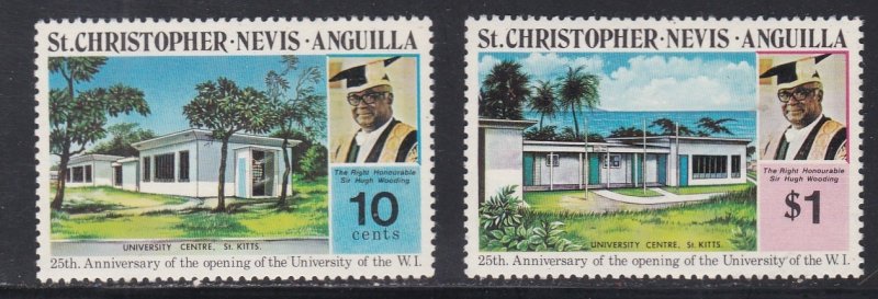 St. Kitts & Nevis # 284-285, University of West Indies 25th  Mint NH, 1/2 Cat.