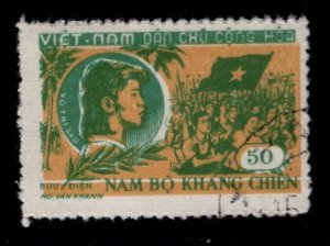 North Viet Nam Scott 80  Used Flag stamp typical cancel and centering