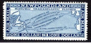 AM9, NSSC, Newfoundland, 1931, $1, Air Mail, F/VF, MNHOG, Historic Transatlantic