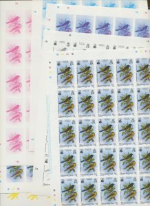 MONTSERRAT - Sc 553 Birds - six Progressive Color Proof Sheets - MNH - 7PIX --c