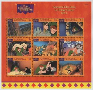 St. Vincent Disney Hunchback Of Notre Dame Souvenir Sheet of 9 Stamps MNH