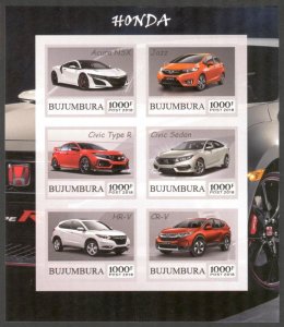 BURUNDI / BUJUMBURA 2018 Cars HONDA Sheet Imperf. MNH Cinderella