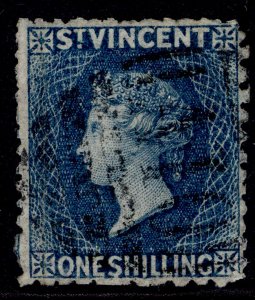 ST. VINCENT QV SG13, 1s indigo, FINE USED. Cat £90.