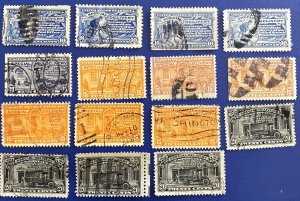 US E6-E14 - Lot of 15 US Special Delivery Stamps, 10c, 15c, & 20c, 1895-1925