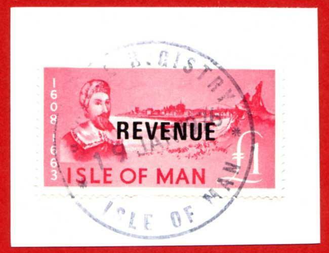 Isle of Man One Pound Deep Pink QEII Pictorial Revenue CDS On Piece