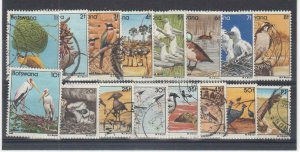 BOTSWANA (MM361) # 303-311,313-319 VF-USED VARt 1982 VARIOUS BIRD DESIGNS CV $33