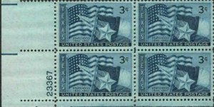 Scott 938 - Plate Block Of 4 - Texas Statehood - MNH - 1945