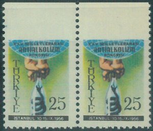 88700-TURKEY-STAMPS-Pair of stamps with PERFORATION ERROR: Alcohol Abuse 