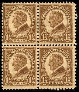 US Sc 633 MH/MNH BLOCK of 4 - 1927 1½¢ - Harding - See Description