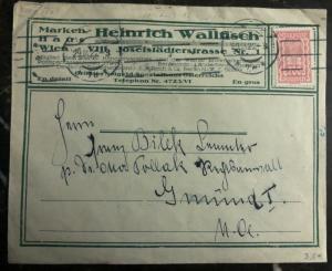 1922 Vienna Austria Commercial Cover Heinrich Wallfisch