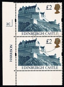 GB 1992 £2 Castle High Value (Harrison). Fine used Cylinder pair. SG 1613