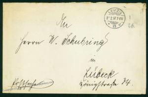 Germany 1897 Leipzig Luebeck Reichspostamt Post Office Official Mail Stamp 73042