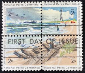 US #1448-1451 Used First Day of Issue cancel Block of 4 Cape Hatteras